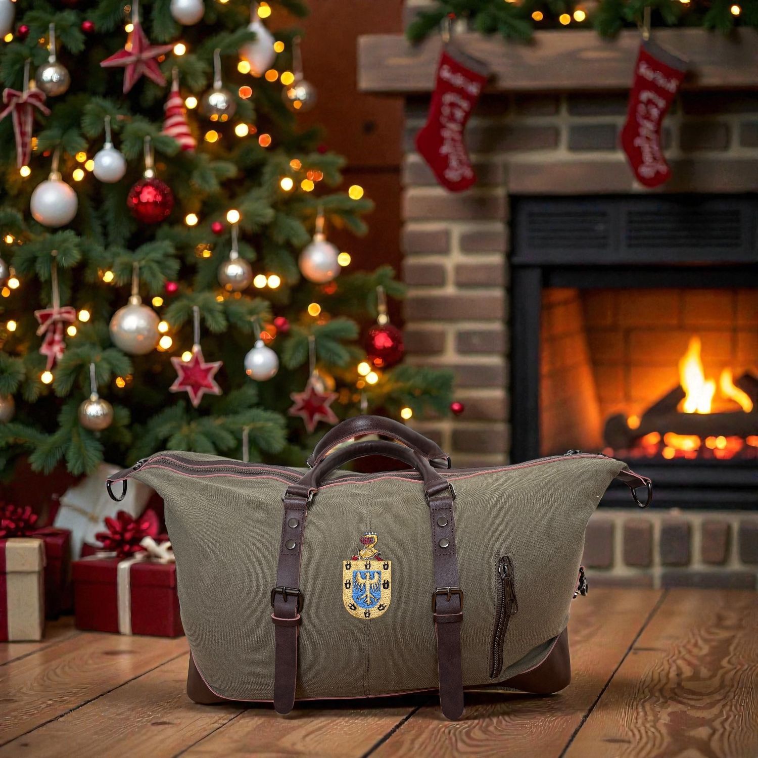 Élégant sac de voyage en toile robuste, (broderie dans l'épaisseur du sac)