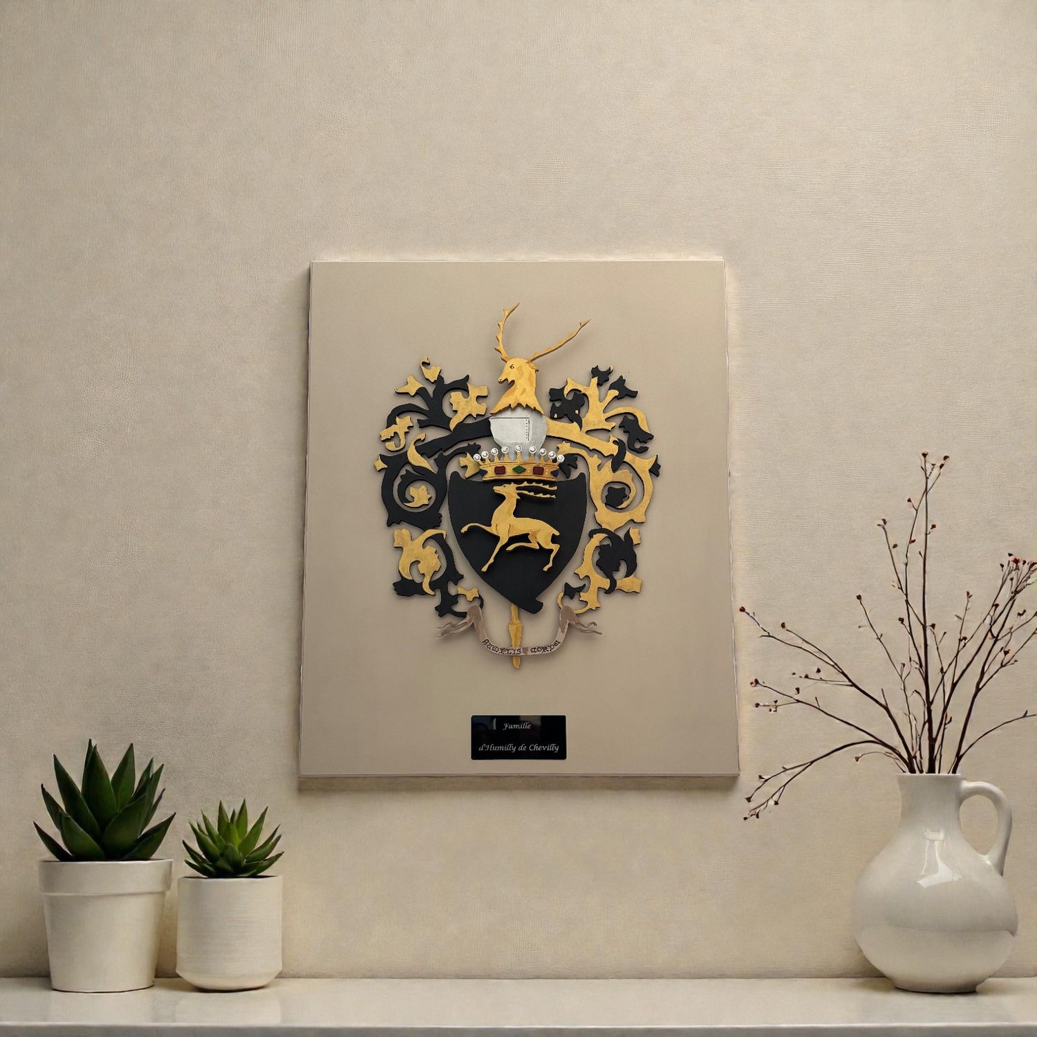 Réalisation armoiries en bois