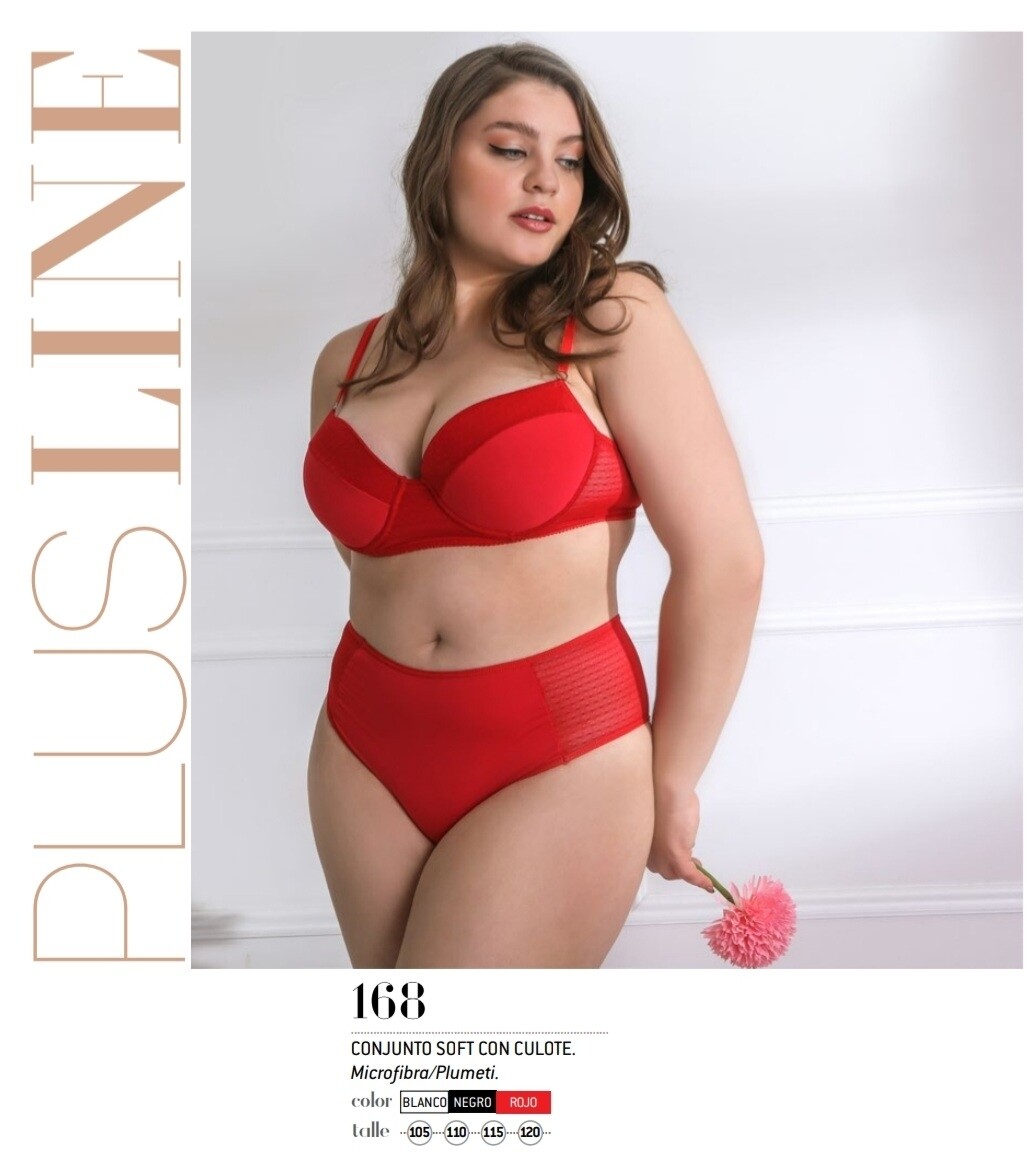 GEORGETTE 168 CONJUNTO TAZA SOFT CON CULOTTE TIRO ALTO DE MICROFIBRA/PLUMETI