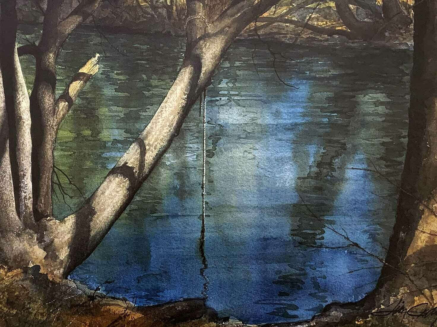 THE SWIMMING HOLE - Litho-20 x 13