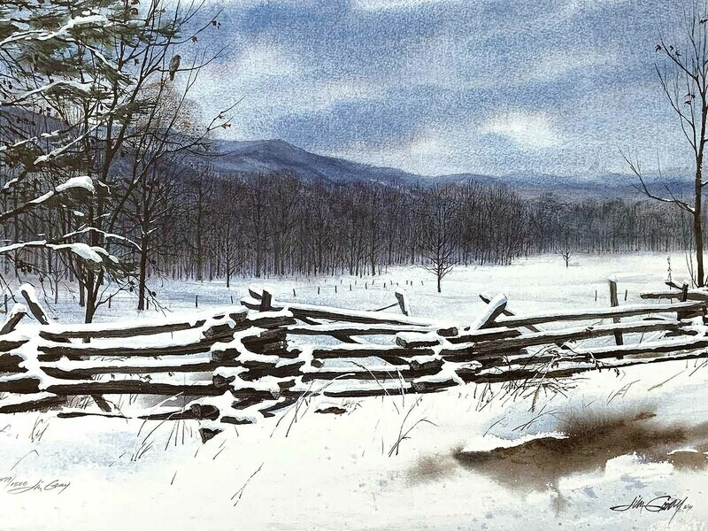 CADES COVE WINTER - Litho-19 ½ x 13