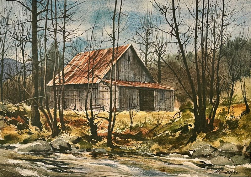 RIVER BARN - Litho-14 x 10