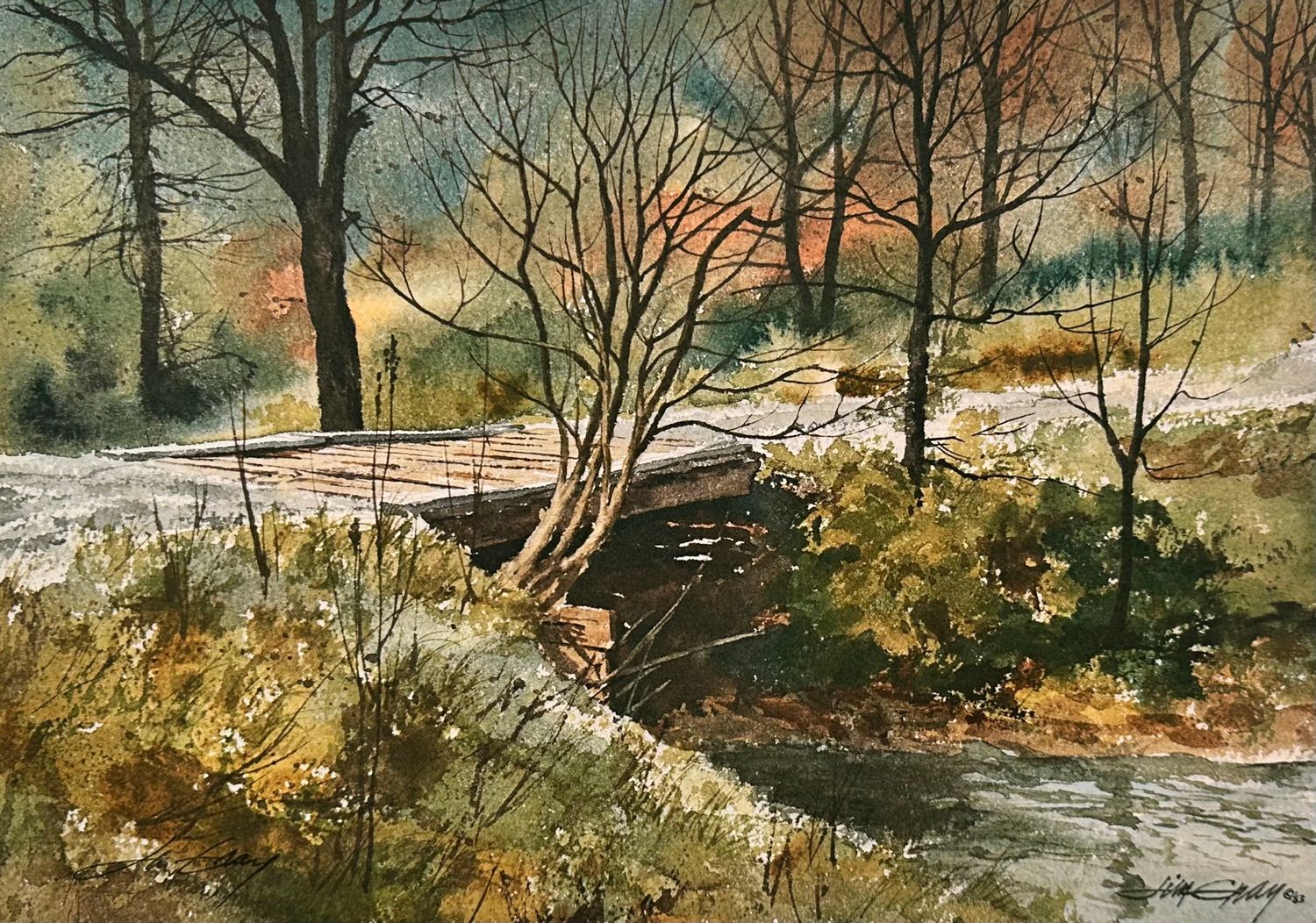 COUNTRY BRIDGE - Litho-14 x 10