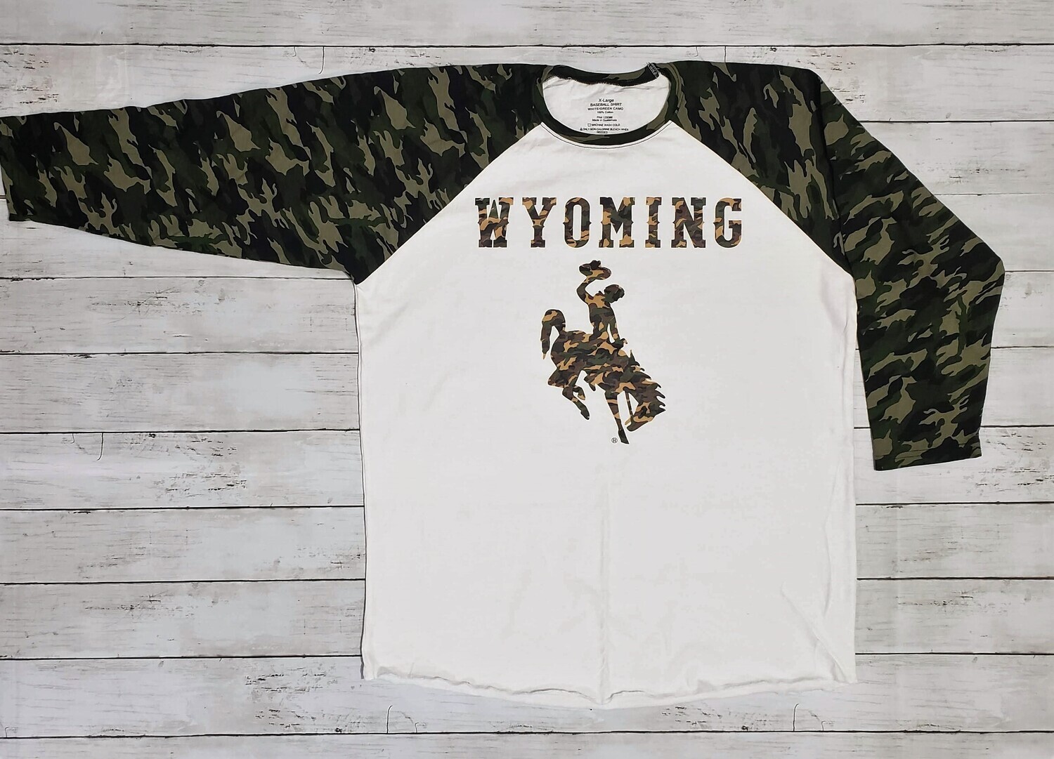 Wyoming Cowboys Camo Baseball Shirt