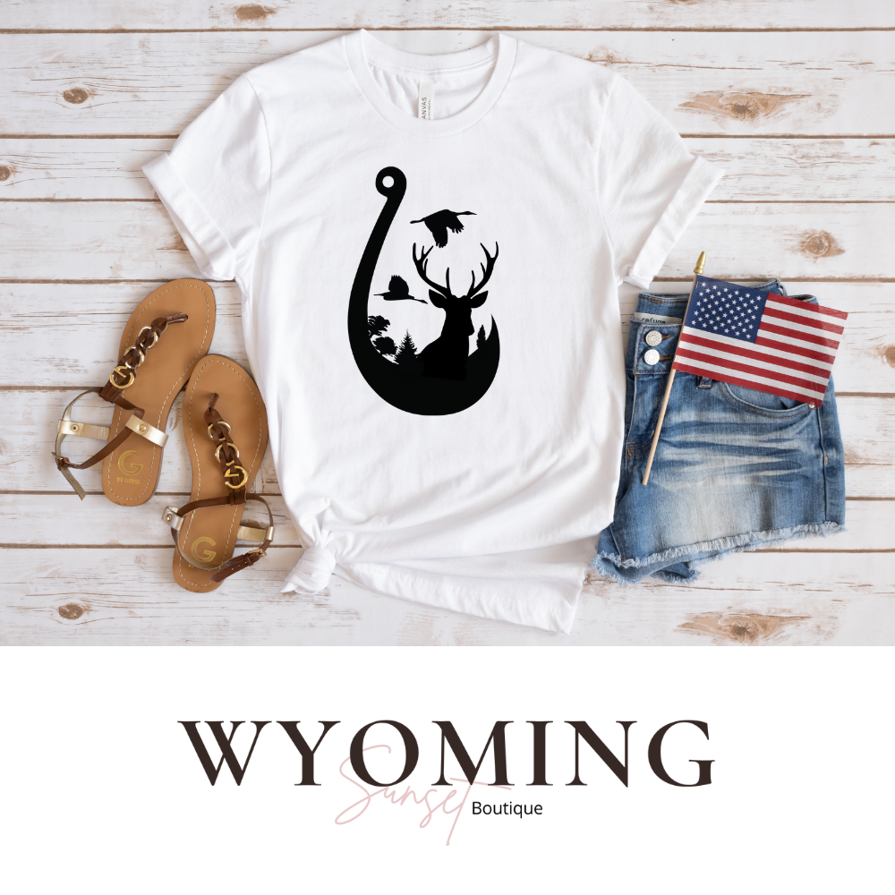 Hunting Fishing Wyoming Tshirt