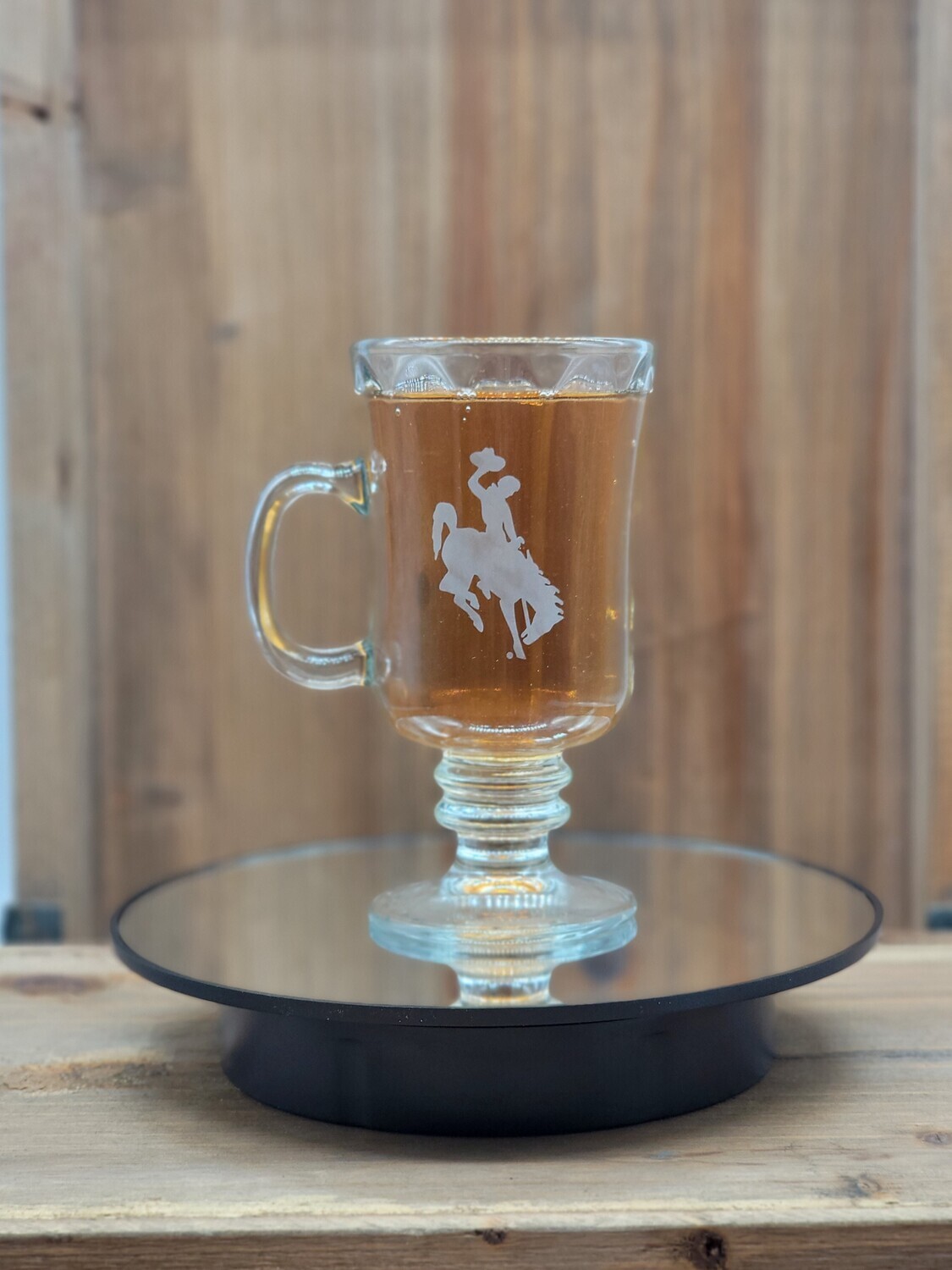 Wyoming Cowboy Etched Irish Coffee Mug