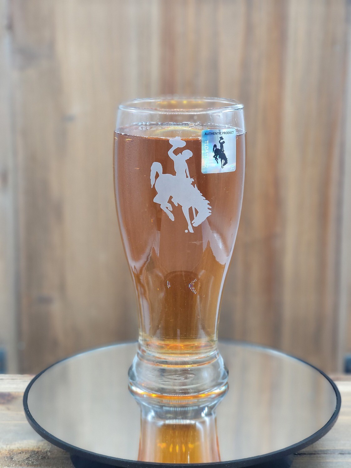 Wyoming Cowboy Etched Pilsner Pub Glass