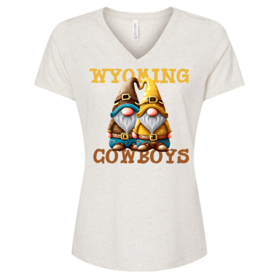 Wyoming Brown & Gold Gnomes V-Neck Shirt