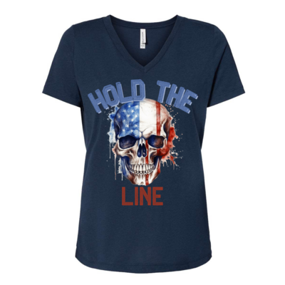 Hold the Line American Skull in Red, White, and Blue.