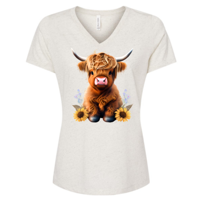 HIghland Cow with Sun Flowers T-shirt