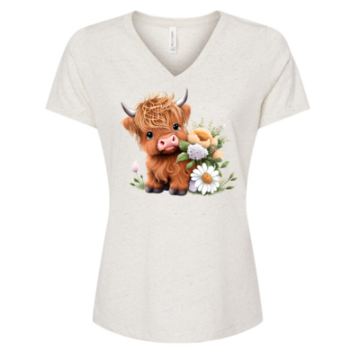 Baby HIghland Cow wth flowers T-shirt