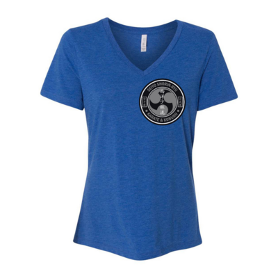 Seiyo Shorin-Ryu Karate Vneck Women's Shirt - Dark Grey and White Logo