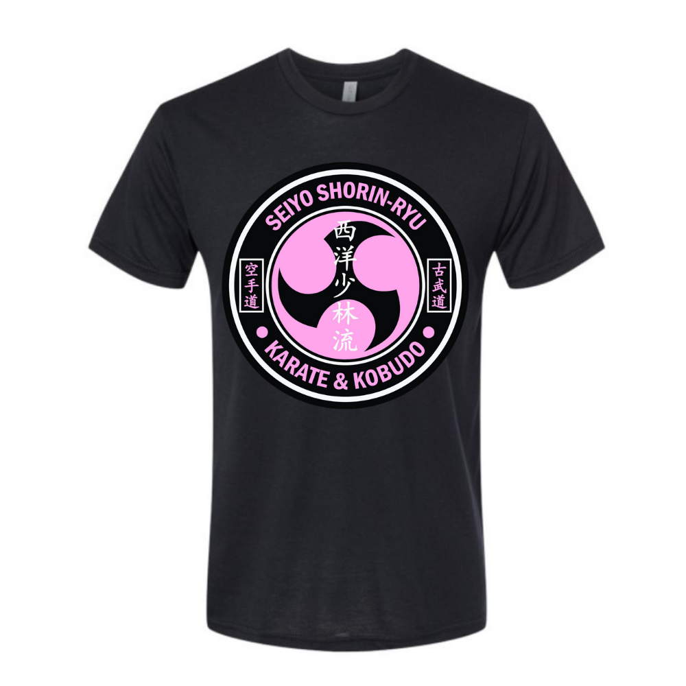 Seiyo Shorin-Ryu Karate and Kobudo Shirt with a Pink Logo