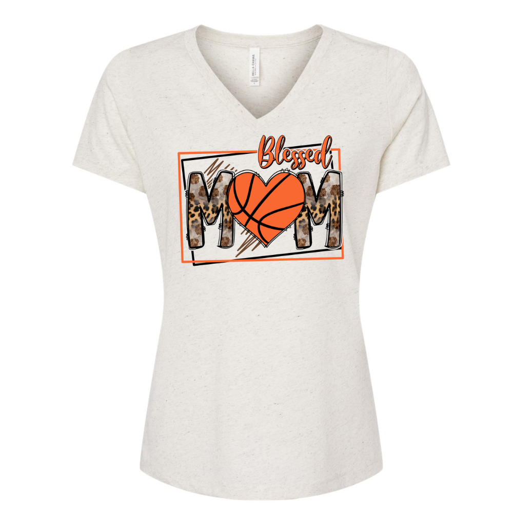 Blessed Basketball Mom V neck shirt