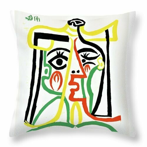 Jacqueline in a Straw Hat-Picasso Pillow