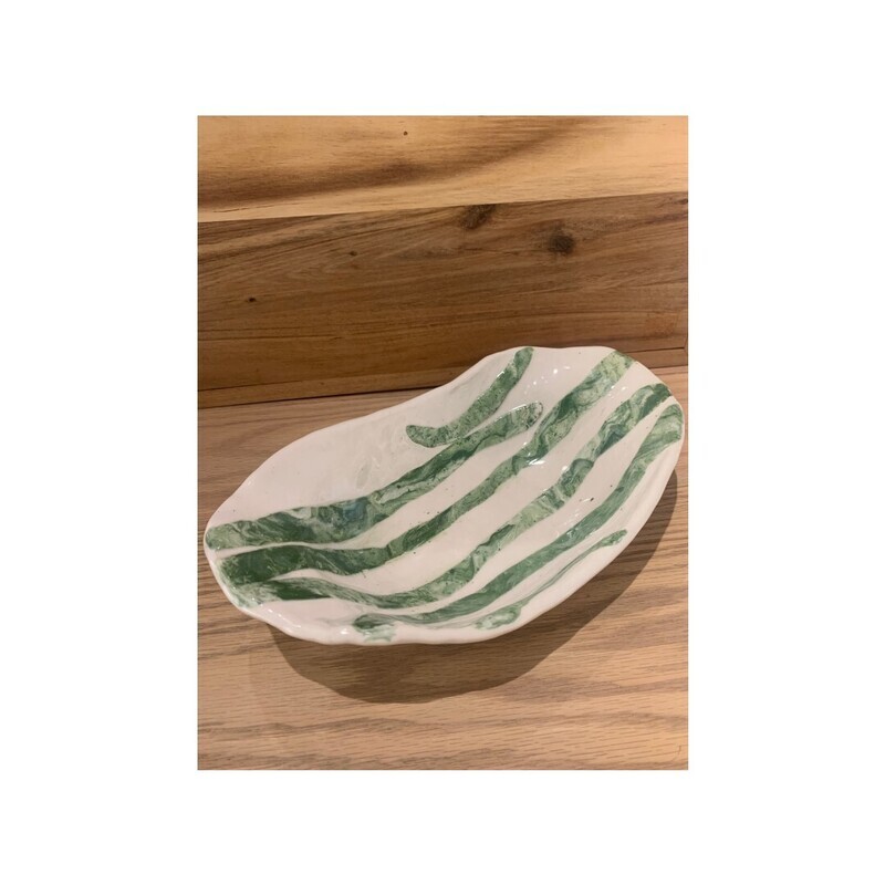 Green Striped Ceramic Bowl