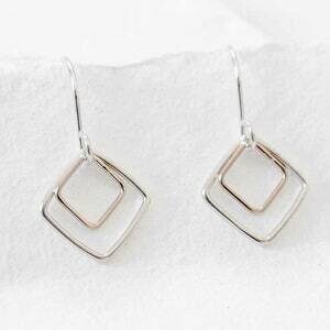 Silver & Gold Square Earrings