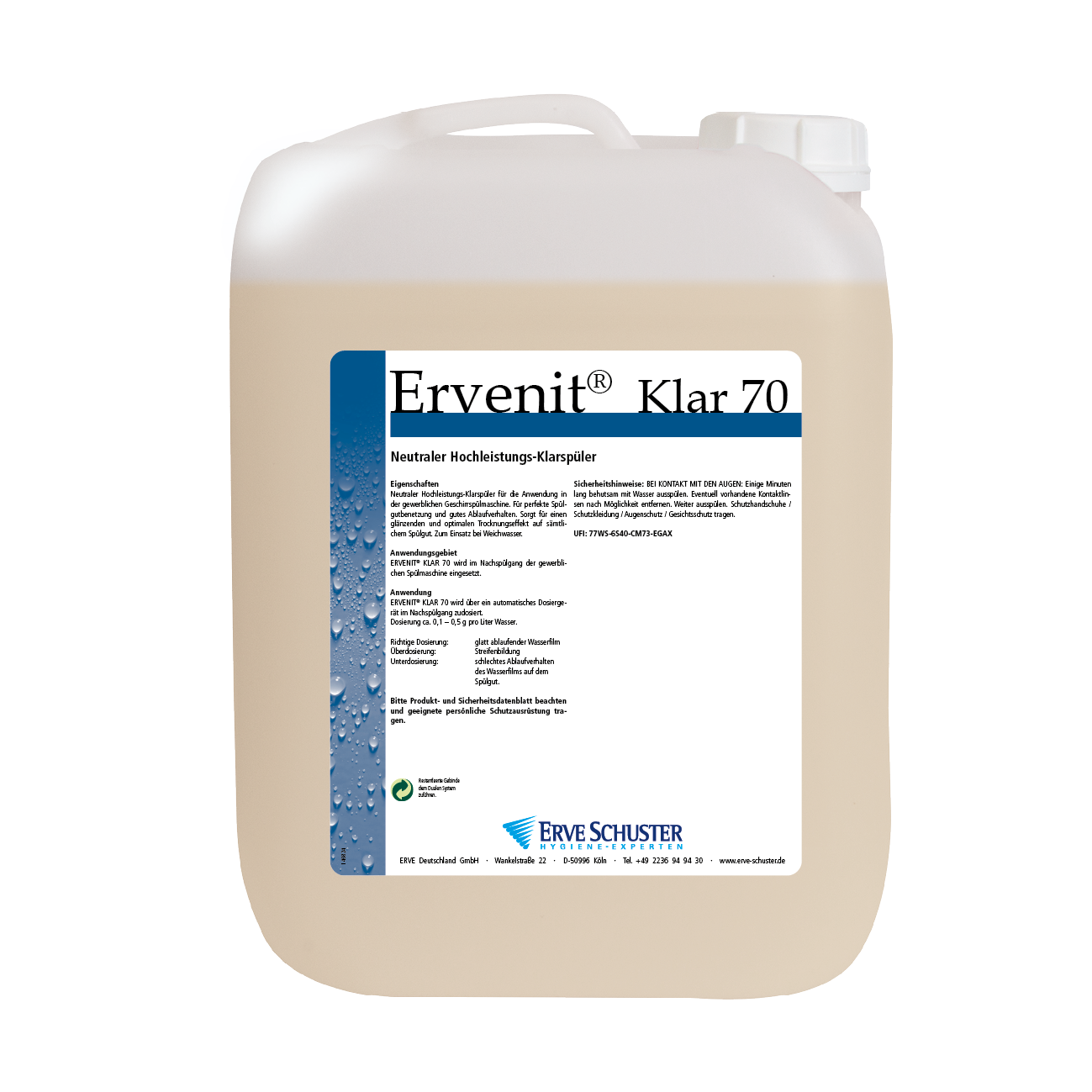 ERVENIT®  Klar 70 - Neutrales Klarspülmittel