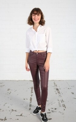 Leather Look Jean in Wine