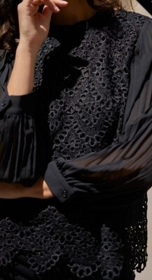 Black Broderie Anglaise Blouse