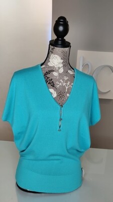 Short Sleeve with Button Detail in Aqua