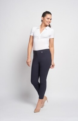 Pull Up Trousers with Slit in Navy
