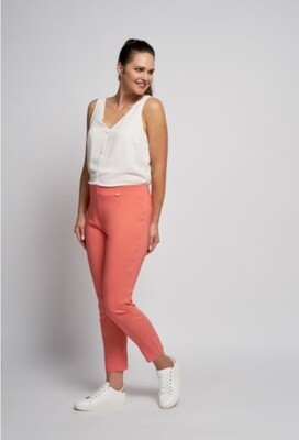 Pull Up Trousers with Slit in Coral