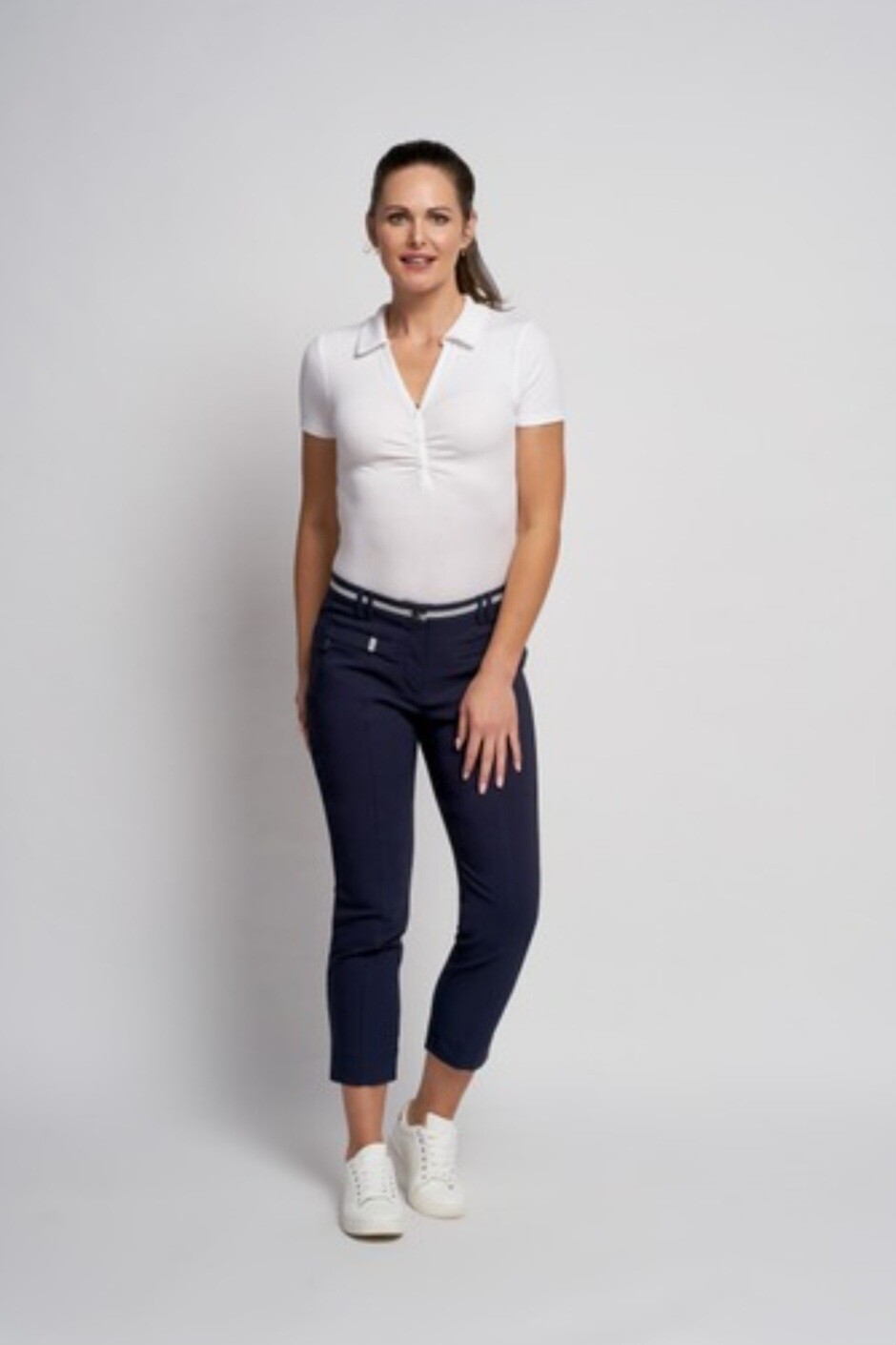 Trousers with Belt Detail in Navy