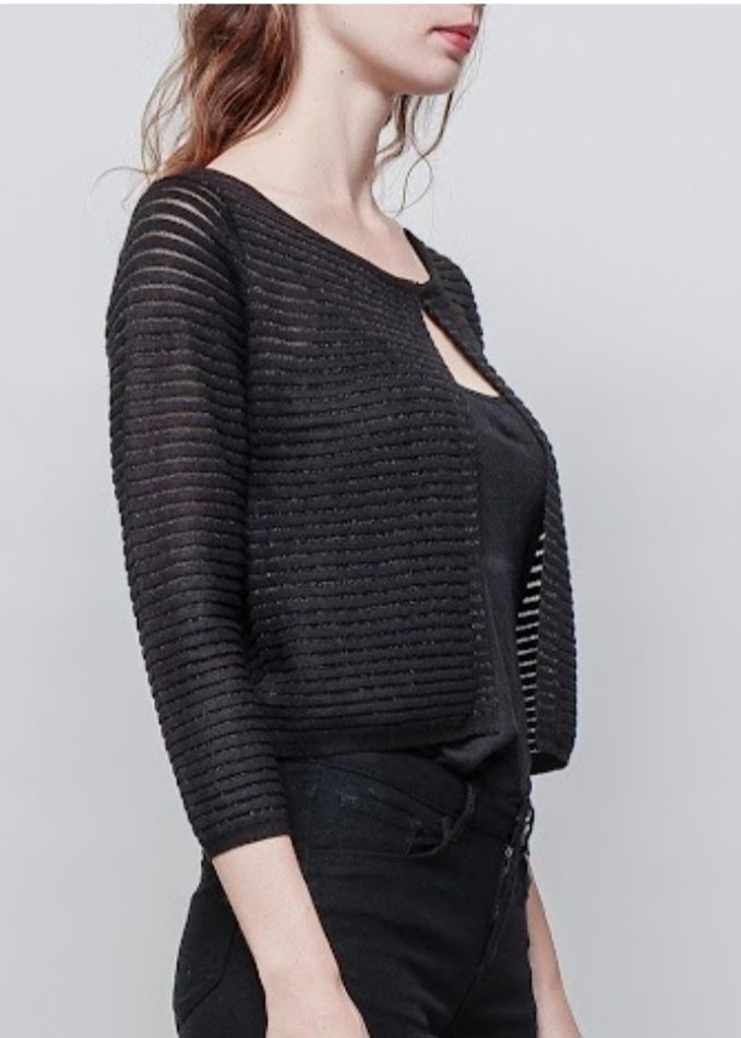 Crop Cardi with Hook Fastener, Colour: Black