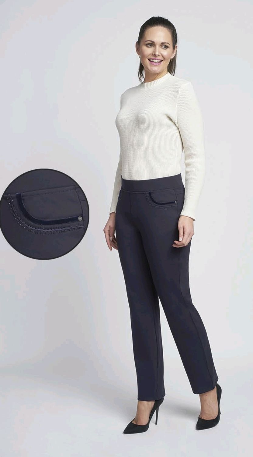 Crystal and Velvet trim Pocket by Pinns in Navy