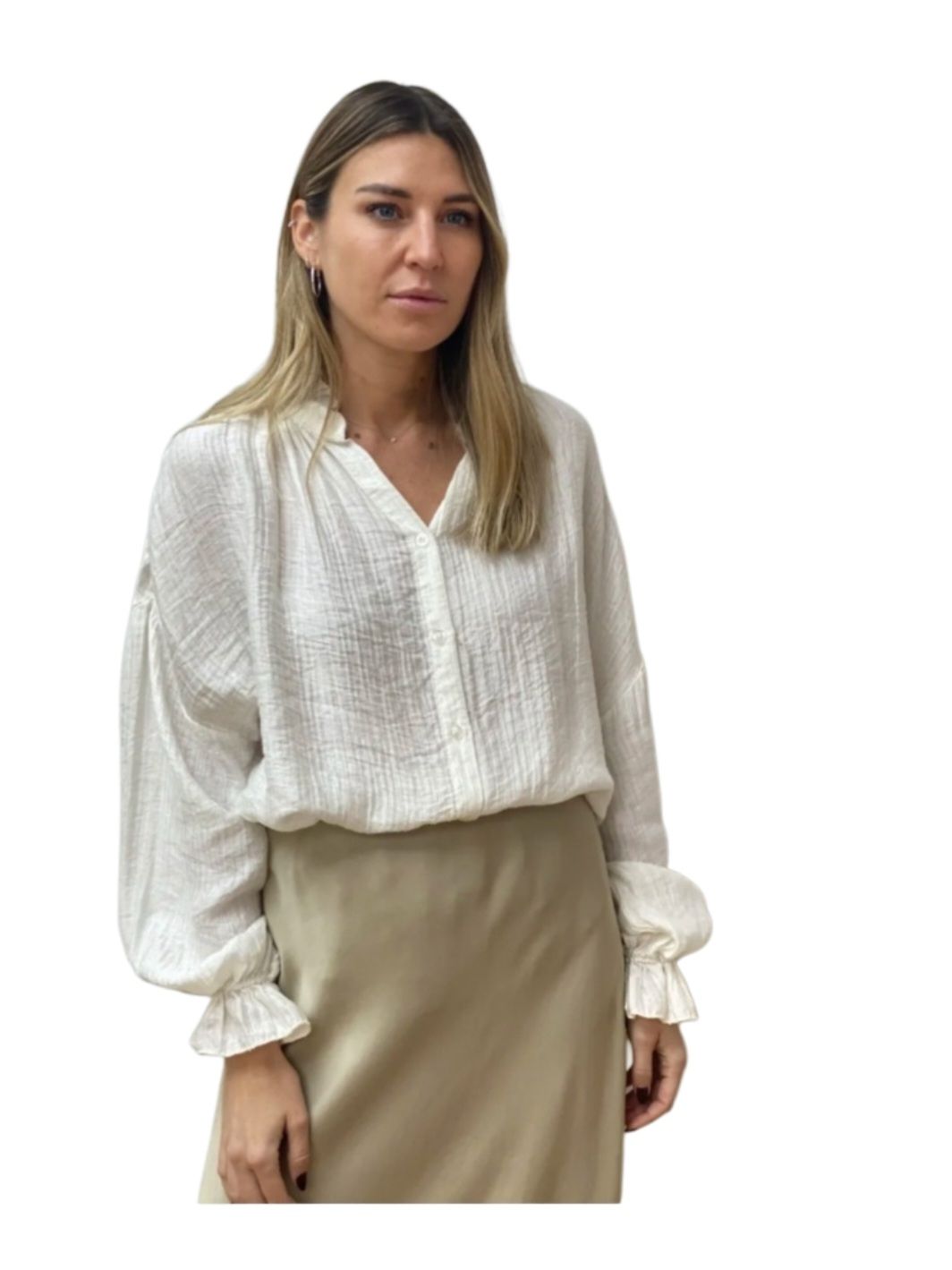 Blouse with Elasticated Cuff Detail