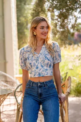 Print top with Tie Detail