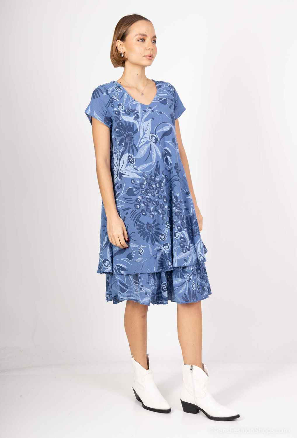 Cotton print Dress, Colour: Jeans Blue