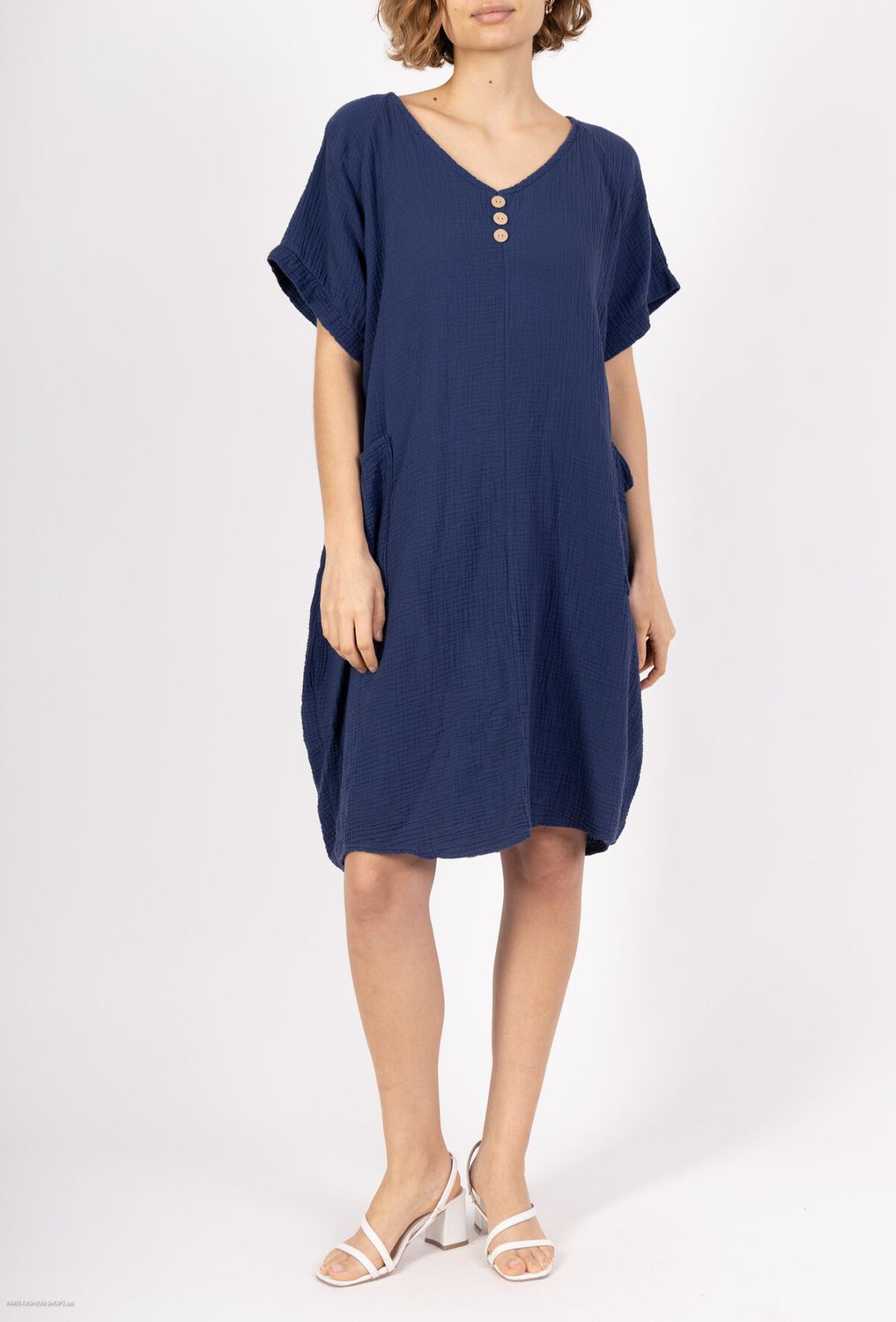Cotton Dress in Navy