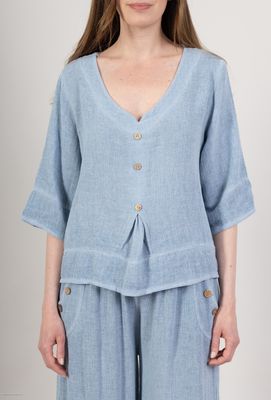 Cotton Linen top with 3 Buttons