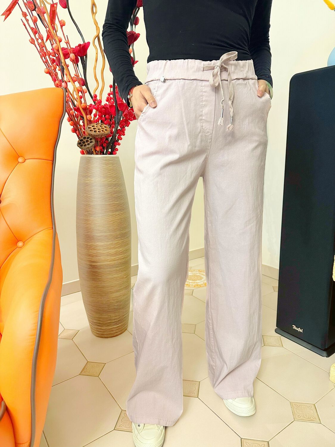 Straight Leg Stretch Trousers, Colour: Beige