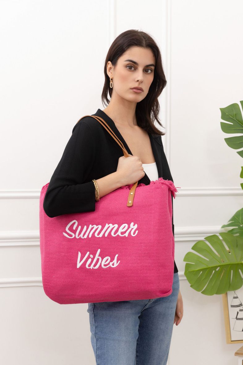 Summer Vibes Beach Bag, Colour: Fuchsia
