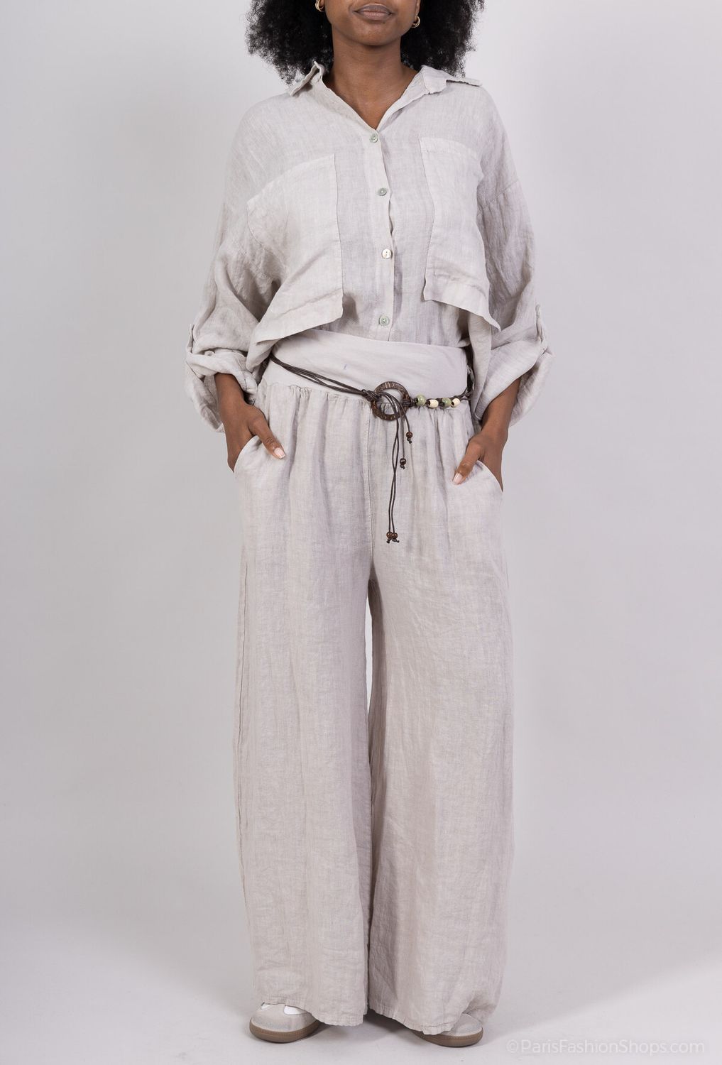 Wide Leg Linen Trousers