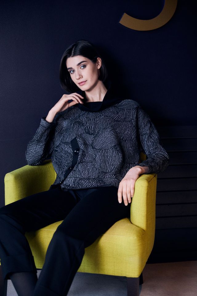 Jacquard Button Top