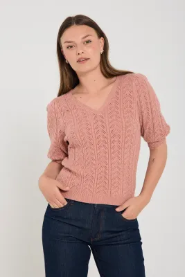 V Neck Short Sleeve Knit