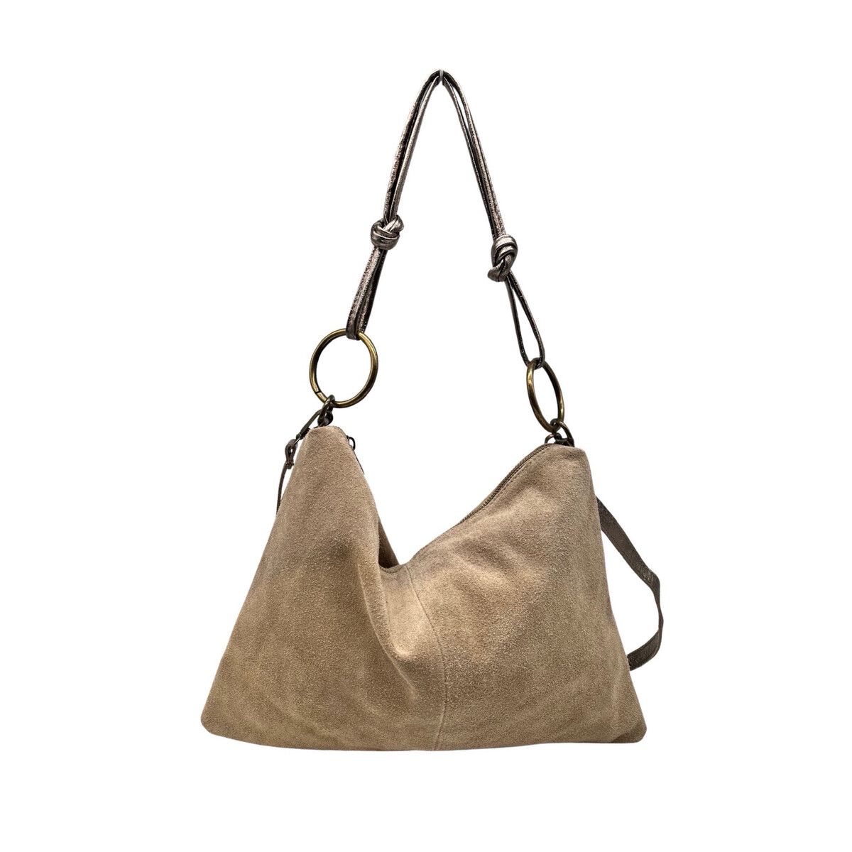 Suede Handbag, Colour: Beige