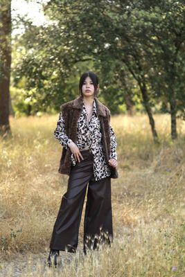 Wide Leg Faux Leather Trousers