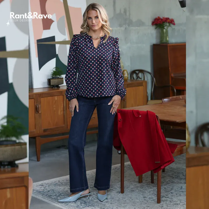 Print Blouse in Navy