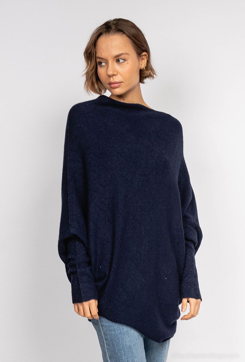 Square Knit Jumper, Colour: Navy