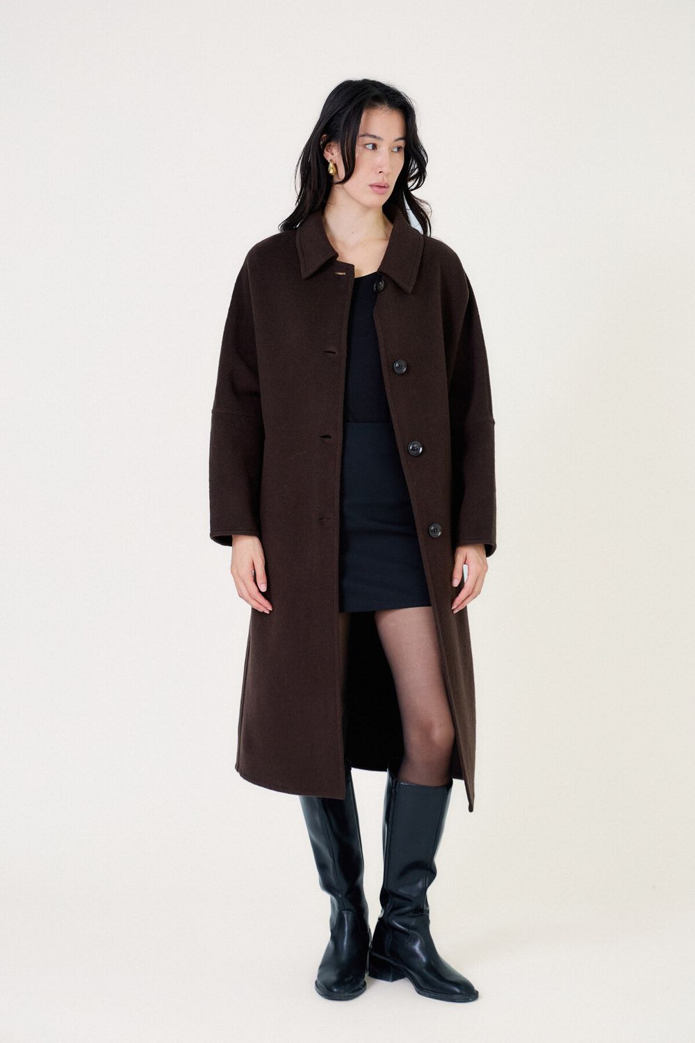 Wool Coat in Chocolate