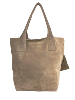 Suede Handbag in Taupe