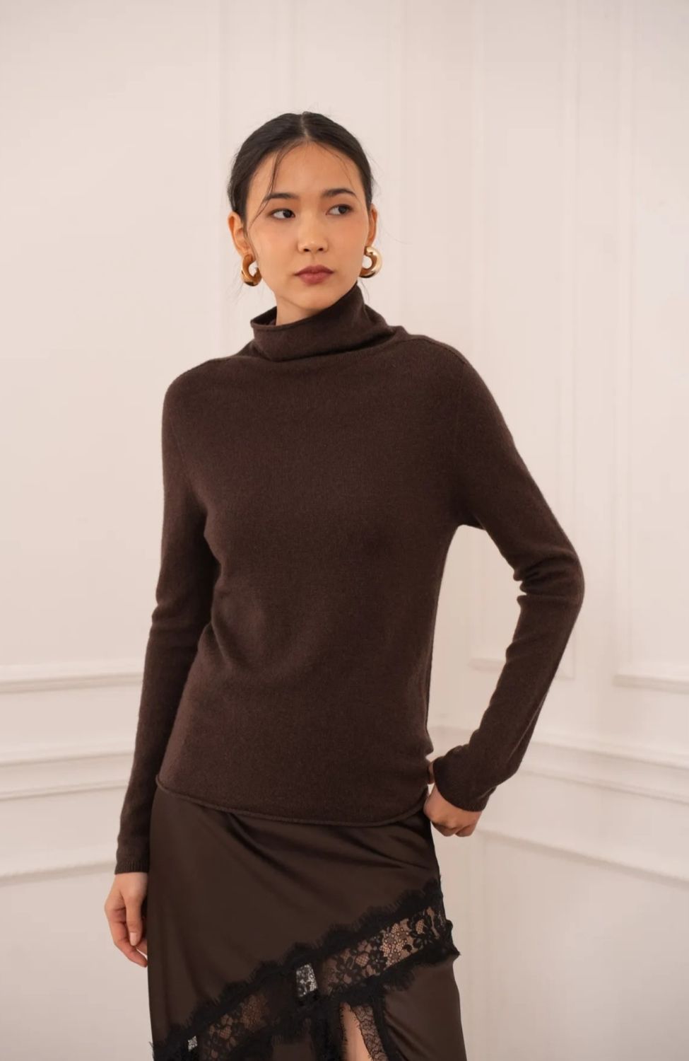 Funnel Neck Fine Knit