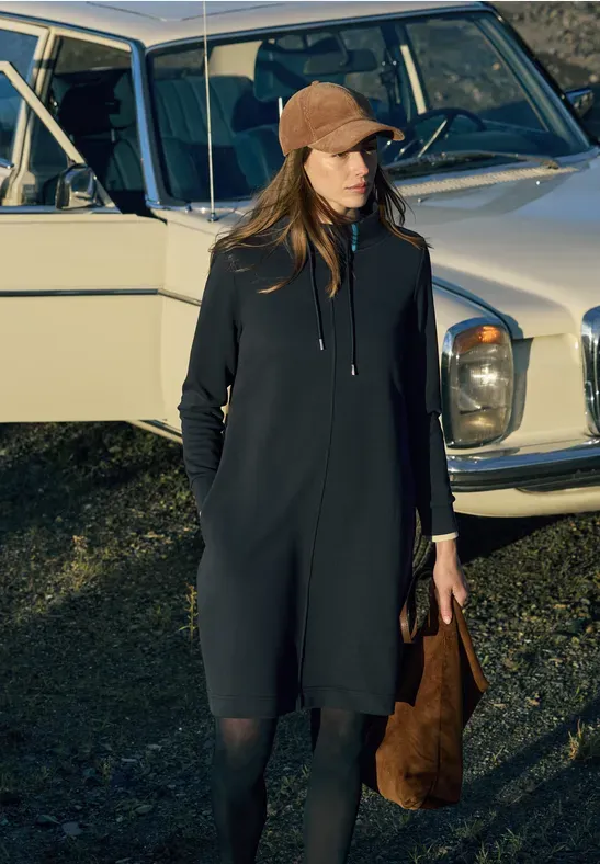 Funnel Neck Dress in Navy