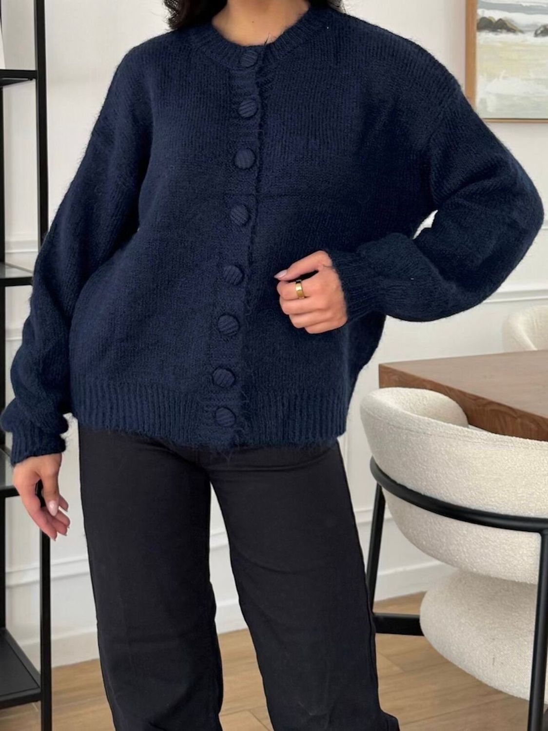 Cosy Knit Cardigan in Navy