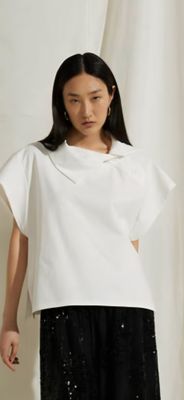 Short Sleeve Top with Collar Detail